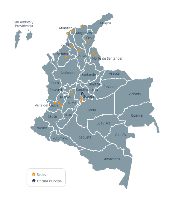 Mapa Colombia sedes